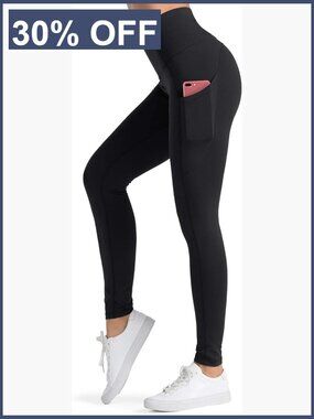 High Waist Yoga Leggings with 3 Pockets Tummy Control Workout Running 4-Way